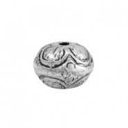 Metal bead disc flower 11x8mm Antique silver